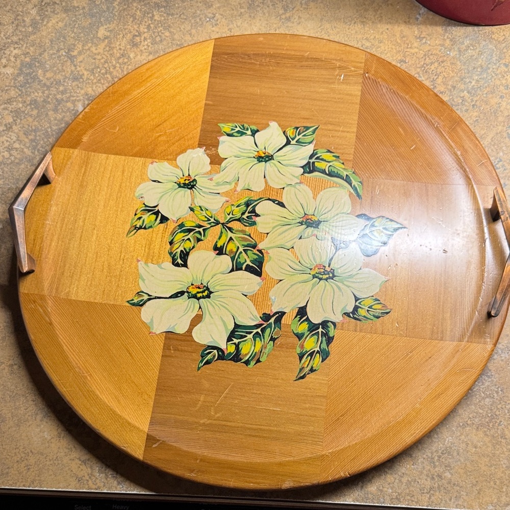 Vintage Canadian Red Cedar Wood Serving Tray